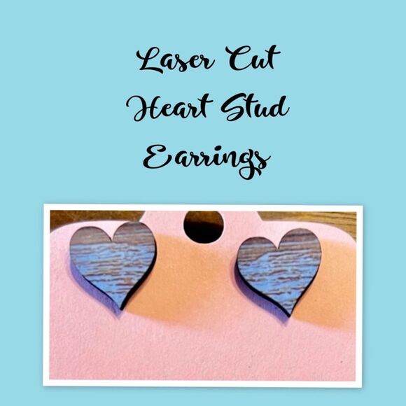 Laser Cut Heart Shape Stud Earrings, Valentines Earrings - Picture 1 of 1